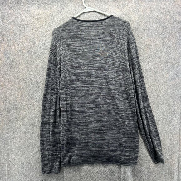 John Varvatos USA Shirt Mens Large Gray Black Henley Long Sleeve Stretch Knit - Picture 2 of 8